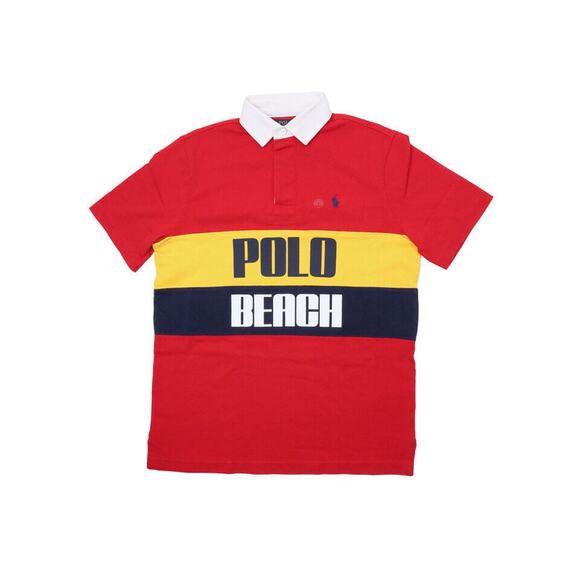Polo Ralph Lauren Cotton Classic-Fit Polo Beach Rugby Shirt Red Size S - Picture 1 of 3